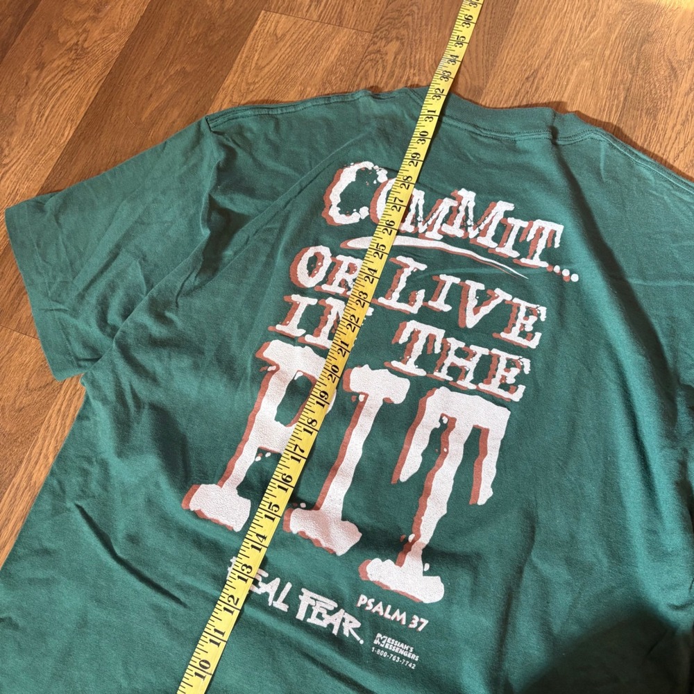 Vintage 90's Delta Tag Real Fear Christian Commit To Jesus Single Stitch T Shirt - Picture 6 of 8
